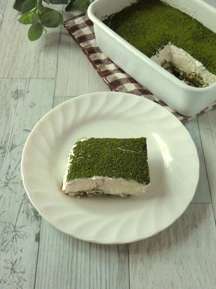 冷やし固めるまで15分!「抹茶ティラミス」
