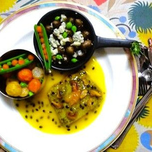 きしょいお魚、調理してみた!!ゲンゲのパッションフルーツソース、パリジャン野菜とむかごゴルゴン