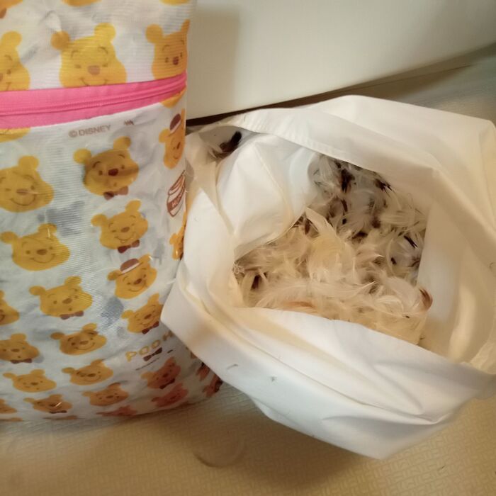 購入した枕の羽毛は、4分の1程余りました
