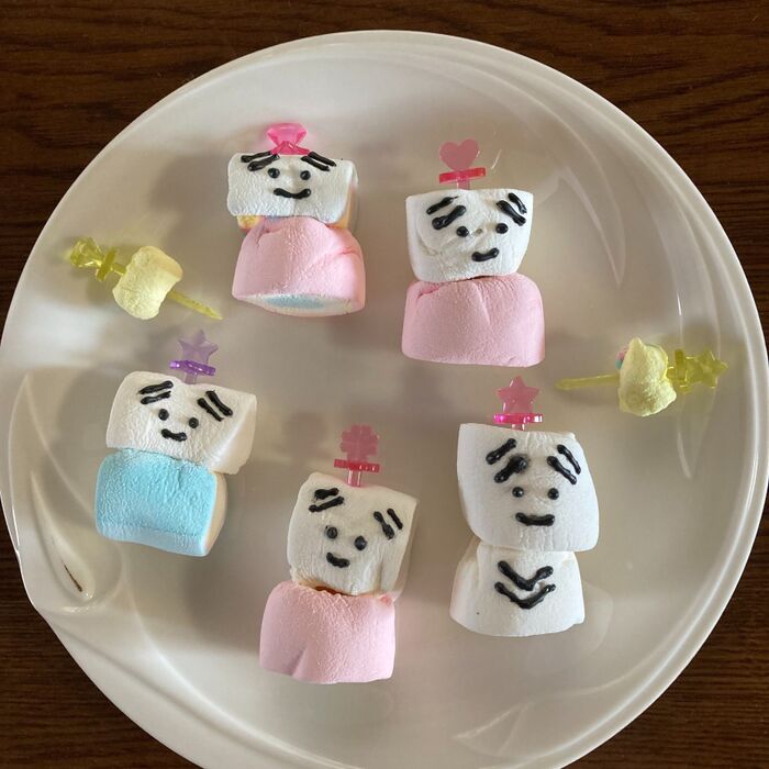 マシュマロでお雛様、ぼんぼり