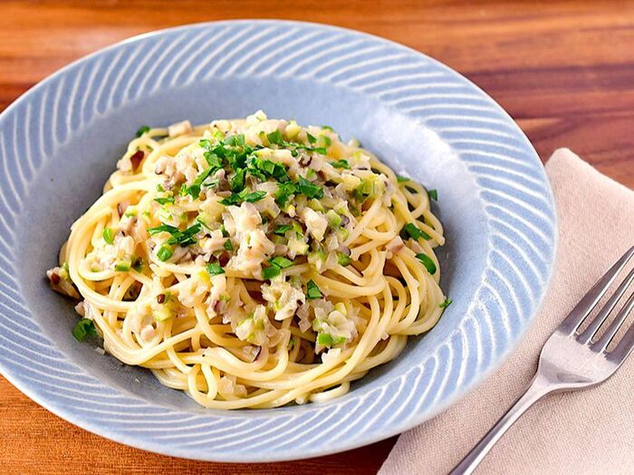 【ヴィーガンクリームパスタ】便利な野菜だし使用!