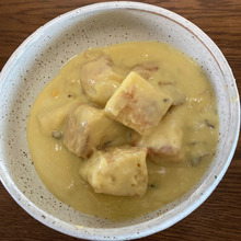 塩パンとキノコのコーンスープ