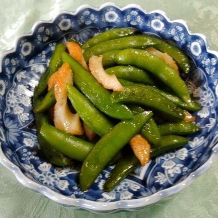 スナップエンドウとちくわの甘辛炒め