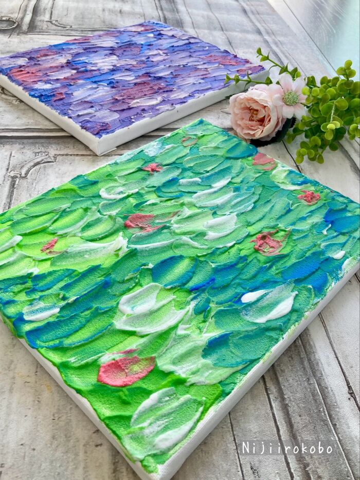 ほぼ100均材料!油絵風テクスチャーアート
