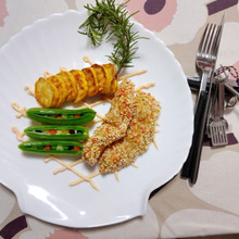 【ある日の夕ご飯】Pangasiusのあられ揚げ、明太マヨの格子で。。。