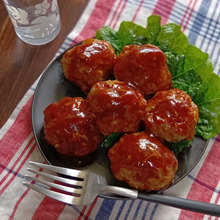 【レンチンハンバーグ】子供ニコニコ!まんまるミニサイズ