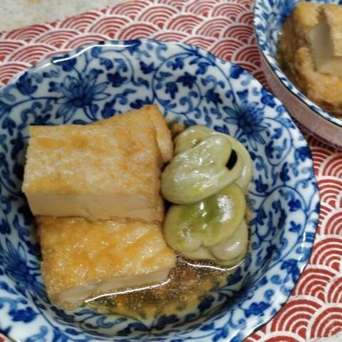 そら豆と厚揚げの炊き合わせ