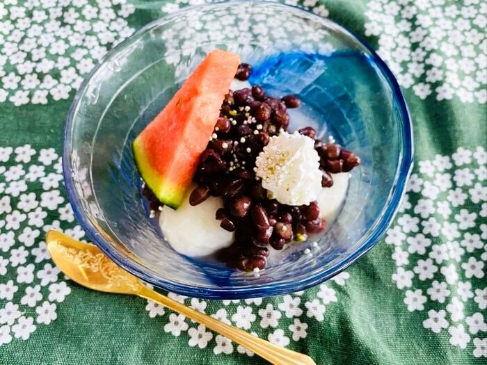 夏はアイスで!冬はホットで!一年中食べたい!冷やしても柔らかい白玉入り善哉