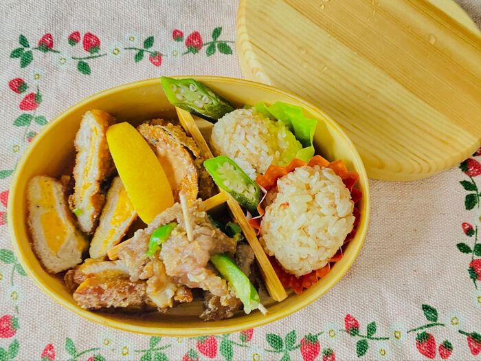 冷めても美味しい「茄子の挟み揚げ弁当」