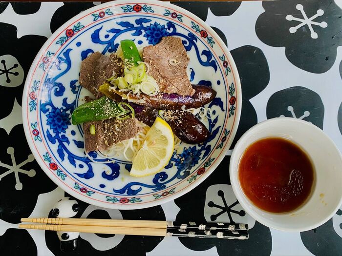 ポン酢で食べるさっぱり焼肉そうめん