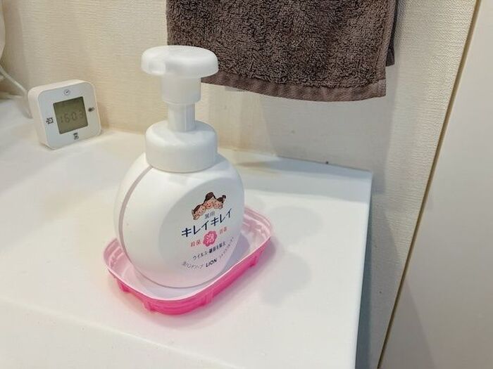 ハンドソープに水たまる問題をヨーグルトのフタで解決!