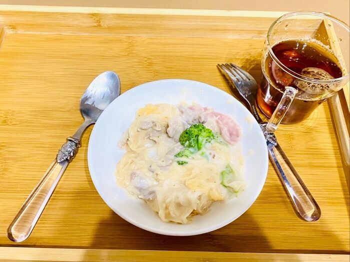 下茹でなし!お鍋ひとつでワンパン素麺クリームパスタ風