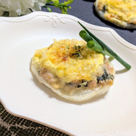 新たまねぎと鶏ひき肉のパン粉焼き