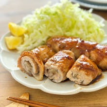 1枚ずつ巻くのやめました!一気に巻くだけ「くるくるBIGしょうが焼き」