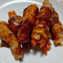 暑い日はレンジにおまかせ!豚しゃぶ肉とにんじんのくるくる巻き甘辛煮