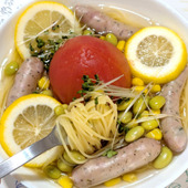 白だし&レモンのさっぱり!トマトのせパスタ