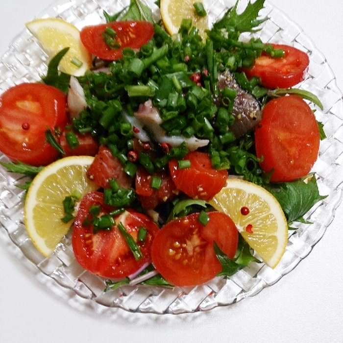 簡単で爽やか水菜と海鮮のサラダ