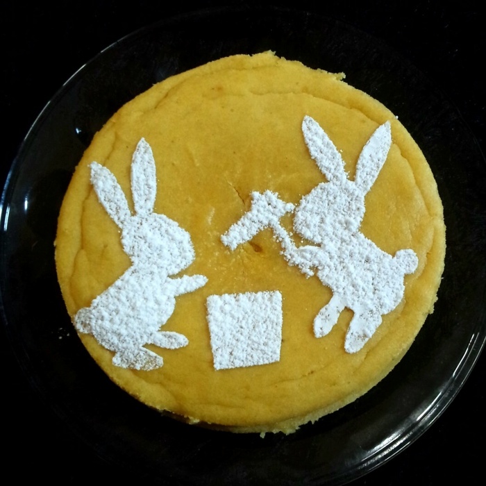 秋の夜☆お月様でウサギの餅つき　スイートポテトケーキ