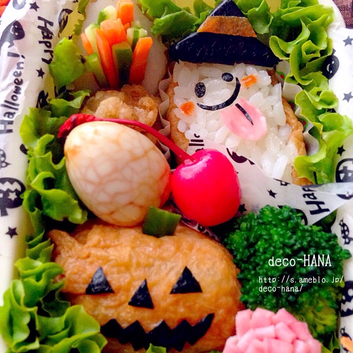 ハロウィンかぼちゃとおばけの簡単デコ稲荷寿司