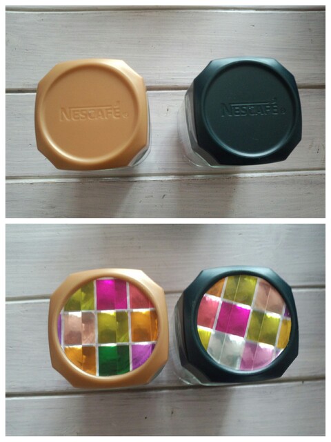 1分で完成 ダイソー3d折り紙でステンドグラス風空き瓶リメイク 暮らしニスタ 1分で完成 ダイソー3d折り紙でステンドグラス風空き瓶リメイク 暮らしニスタ