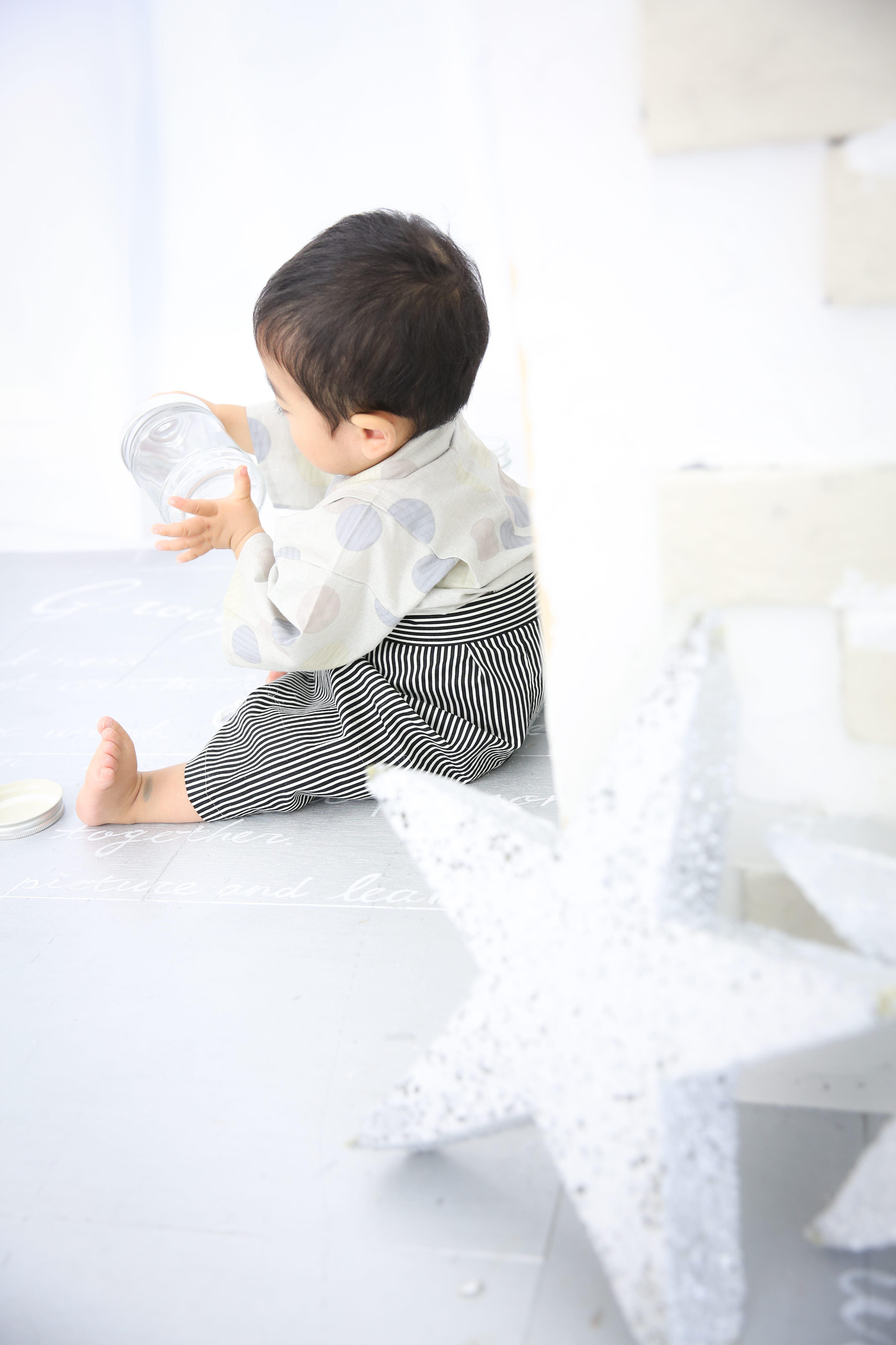 七五三撮影、兄弟で着物を着たい！でも下の子はまだ一歳だからなんちゃって着物☆