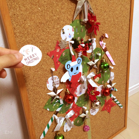 コルクボードに 平面クリスマスツリー 暮らしニスタ コルクボードに 平面クリスマスツリー 暮らしニスタ