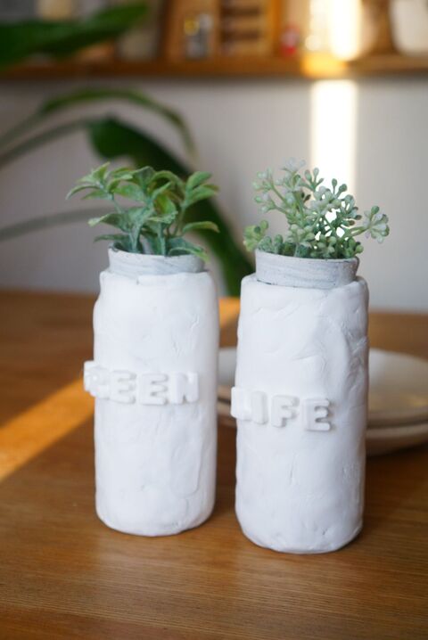 1カップの空き瓶に粘土で簡単 手作りタイルリメイク 彡 暮らしニスタ 1カップの空き瓶に粘土で簡単 手作りタイルリメイク 彡 暮らしニスタ