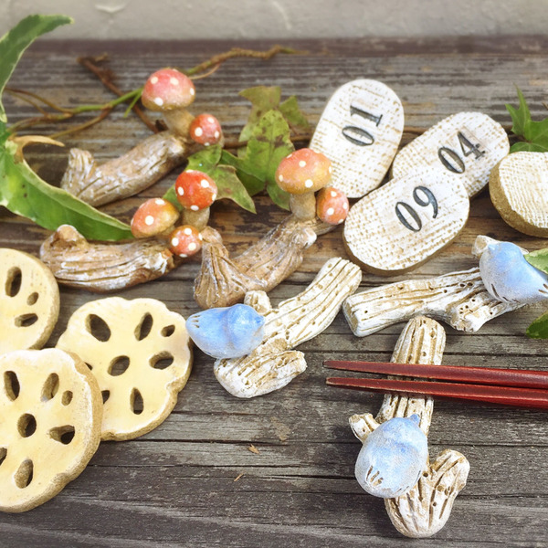 ハンドメイド 陶芸 箸置き wapal_fudeisha-308 ハンドメイド 陶芸 箸置き wapal_fudeisha-308