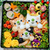 キャラ弁！型がなくてもできるニャンコおにぎり