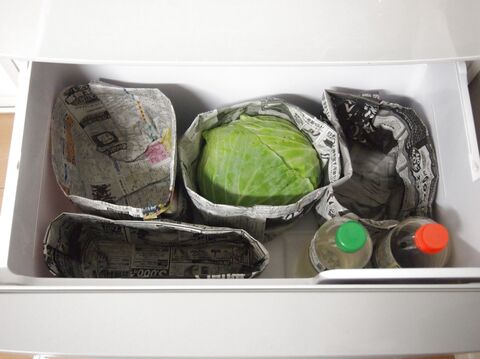 冷蔵庫の野菜室の収納に 新聞紙の便利袋を利用 暮らしニスタ