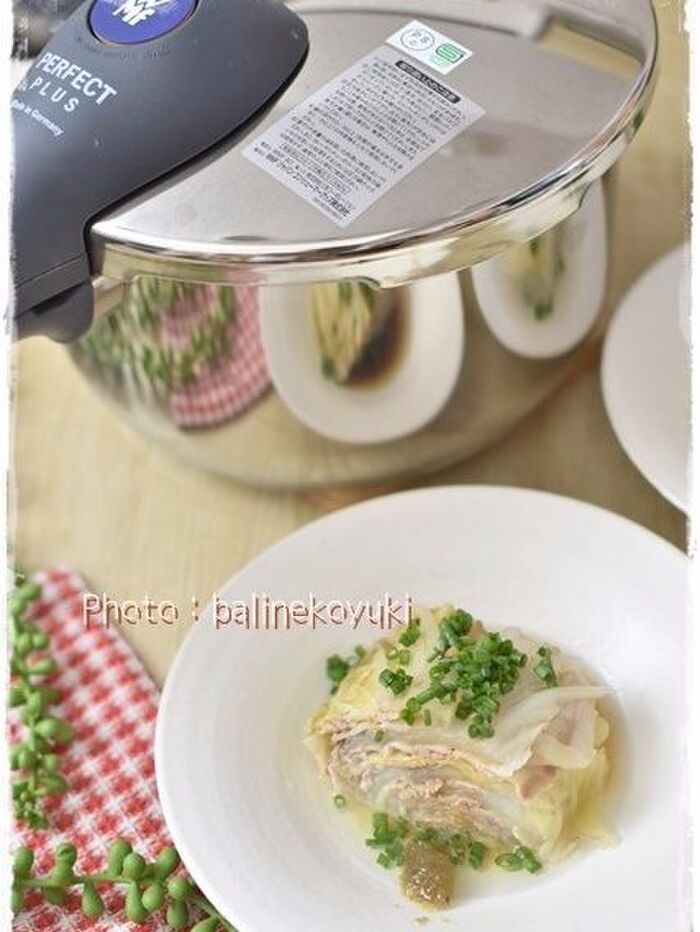 WMF圧力鍋レシピ】時短!仕上がりきれい!「白菜と豚バラ肉の重ね煮 WMF圧力鍋レシピ】時短!仕上がりきれい!「白菜と豚バラ肉の重ね煮