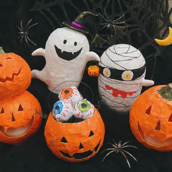 ペーパーマッシュで作るハロウィンランタン大集合☆｜ハンドメイドの