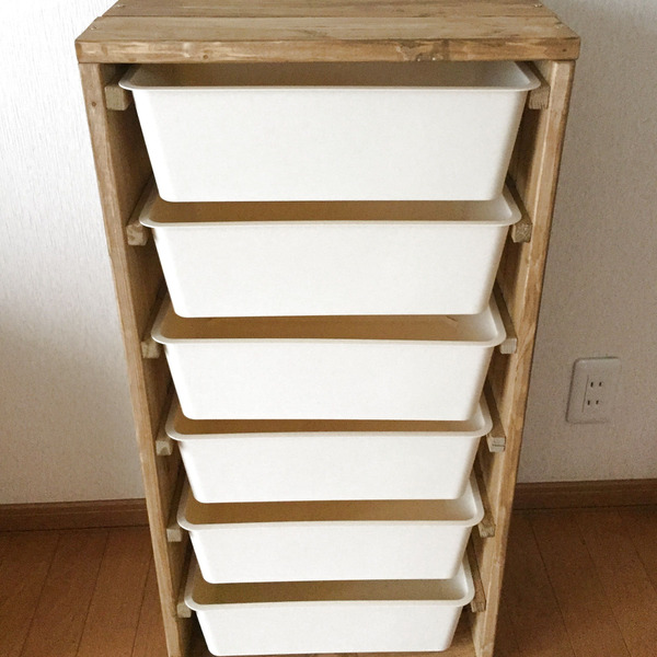手作り！IKEA トロファスト風 天然木収納棚 DIY リビング おもちゃ
