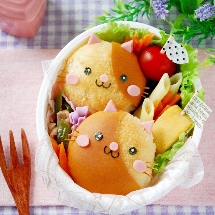 【中級編】キャラ弁☆ミニパンで簡単！子猫パンの作り方