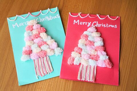 100均画用紙 毛糸で簡単 Sweetクリスマスカード 彡 暮らしニスタ