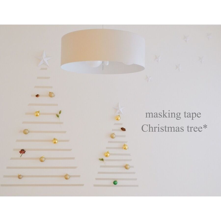 マスキングテープでウォールデコ 壁にクリスマスツリー 暮らしニスタ マスキングテープでウォールデコ 壁にクリスマスツリー 暮らしニスタ