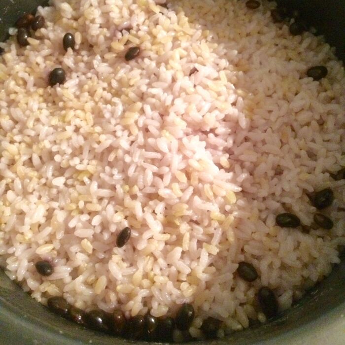 白米&玄米&黒豆ごはん、炊けました。