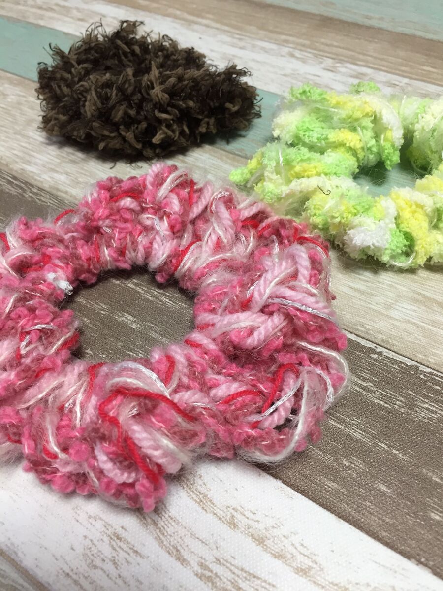 鎖編みだけ 簡単指編みシュシュ 暮らしニスタ 鎖編みだけ 簡単指編みシュシュ 暮らしニスタ