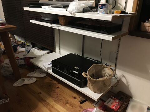 棚柱でテレビ台をdiy 子供の勉強道具やプリンターも収納 暮らしニスタ