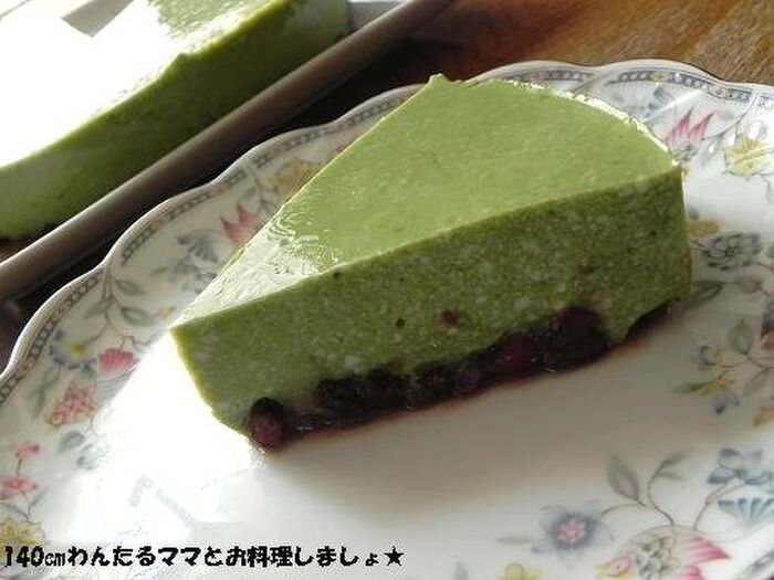 豆腐でヘルシー★簡単抹茶レアチーズケーキ