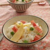 朝食をとりましょう！「たけのことベーコンのごはん」