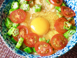 ラ王袋麺に夏野菜deボリューミー♪とろろまぜそば