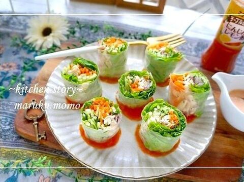 生春巻きの1番のコツ 野菜とチキンの生春巻き キユーピーテ ブルビネガー 暮らしニスタ 生春巻きの1番のコツ 野菜とチキンの生春巻き キユーピーテ ブルビネガー 暮らしニスタ