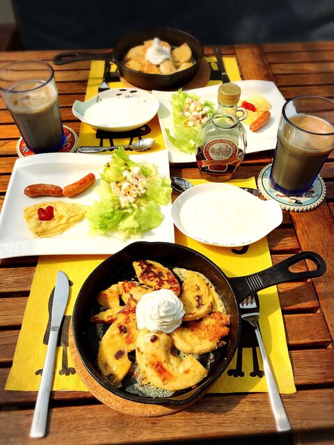 休日のおうちカフェ スキレットでベーグルフレンチトースト 暮らしニスタ