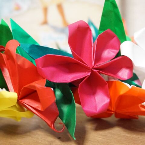 モアナ風折紙花かんむりが可愛い 葉っぱも付けてみました 暮らしニスタ モアナ風折紙花かんむりが可愛い 葉っぱも付けてみました 暮らしニスタ
