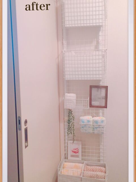 タオル収納 突っ張り棒とワイヤーネットで壁面収納 暮らしニスタ タオル収納 突っ張り棒とワイヤーネットで壁面収納 暮らしニスタ