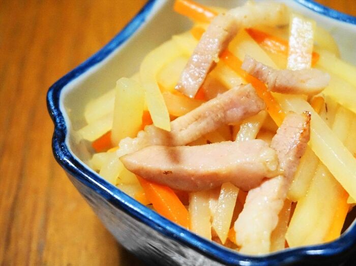 アレンジレシピ② 洋風ベーコンとジャガイモの金平