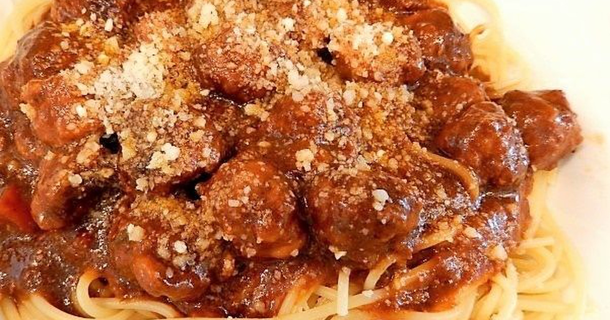 わんわん物語にあこがれて デミグラスソース缶でミートボールスパゲッティ 料理のレシピや作り方 暮らしニスタ