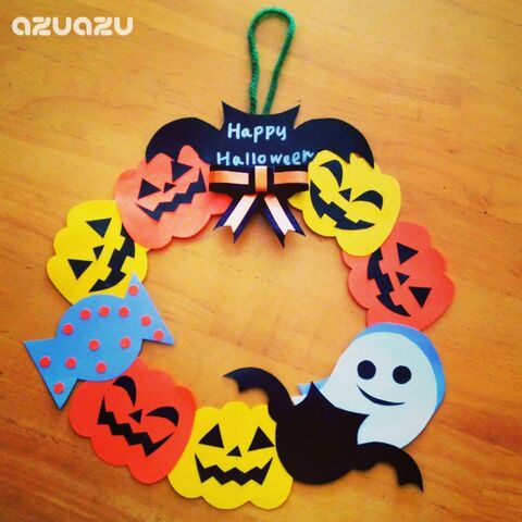 100均 色画用紙で作る フォトフレームにもなるハロウィンリース 暮らしニスタ