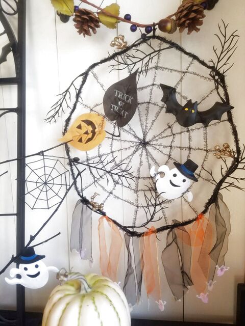 100均リメイク ドリームキャッチャーみたいなハロウィン飾りをリメイク 暮らしニスタ 100均リメイク ドリームキャッチャーみたいなハロウィン飾りをリメイク 暮らしニスタ